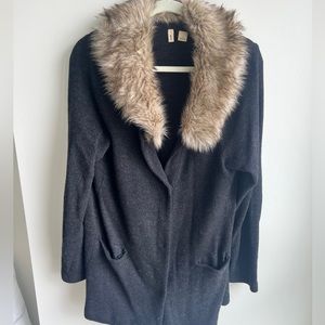 Anthropologie faux fur neck sweater